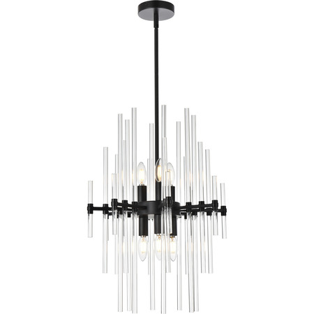 ELEGANT LIGHTING Sienna 17 Inch Crystal Rod Pendant In Black 2502D17BK